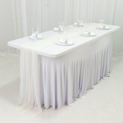 20-Pack 9ft Sheer Table Runners – Ivory Shimmer Sheer Drapes, Wrinkle-Free