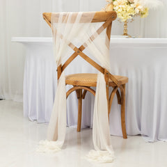 20-Pack Sheer Chair Drape Decor in Ivory – 9ft Shimmer Sash, Wrinkle-Free