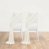 20-Pack Sheer Chair Drape Decor in Ivory – 9ft Shimmer Sash, Wrinkle-Free