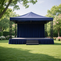 Portable Stage Skirt Navy Blue Polyester Platform Skirting Cloth for Events, Performances & Wedding Staging - 16"x10ft