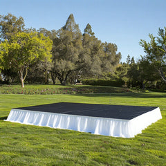 Portable Stage Skirt White Polyester Platform Skirting Cloth for Events, Performances & Wedding Staging - 16"x10ft
