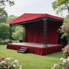 Portable Stage Skirt Burgundy Polyester Platform Skirting Cloth for Events, Performances & Wedding Staging - 24"x20ft