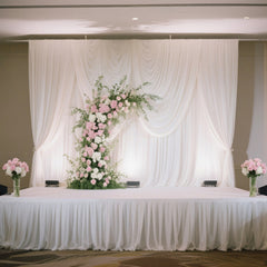 Portable Stage Skirt White Polyester Platform Skirting Cloth for Events, Performances & Wedding Staging - 24"x20ft