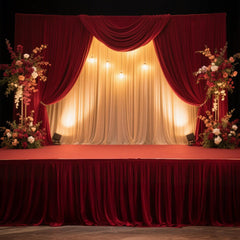 Portable Stage Skirt Burgundy Polyester Platform Skirting Cloth for Events, Performances & Wedding Staging - 36"x20ft