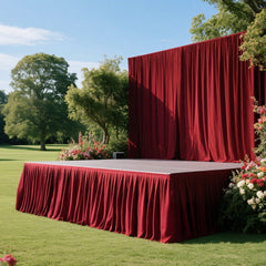 Portable Stage Skirt Burgundy Polyester Platform Skirting Cloth for Events, Performances & Wedding Staging - 36"x20ft