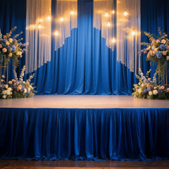 Portable Stage Skirt Royal Blue Polyester Platform Skirting Cloth for Events, Performances & Wedding Staging - 36"x20ft
