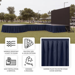 Portable Stage Skirt Navy Blue Polyester Platform Skirting Cloth for Events, Performances & Wedding Staging - 48"x20ft