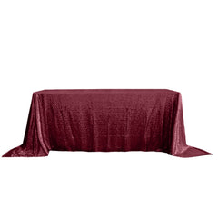 Sequin 90"x132" Rectangle Tablecloth Burgundy - Seamless Sparkly Table Cover
