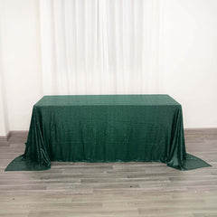 Sequin 90"x132" Rectangle Tablecloth Hunter Emerald Green - Seamless Sparkly Table Cover