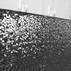 Sequin 90"x156" Rectangle Tablecloth Black - Seamless Twinkling Table Cover