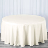 Polyester 120" Round Tablecloth Ivory - Seamless Wrinkle-Resistant Table Cover