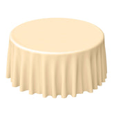 Polyester 120" Round Tablecloth Beige - Seamless Wrinkle-Resistant Table Cover