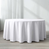 Polyester 120" Round Tablecloth White - Seamless Wrinkle-Resistant Design for Weddings