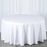 Premium Polyester 120" Round Tablecloth White - Seamless 220GSM Wrinkle-Resistant Design for Classy Events