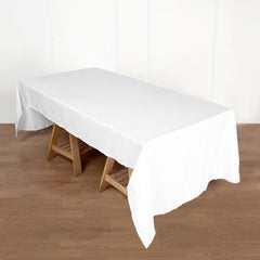 Polyester 50"x120" Rectangle Tablecloth White - Wrinkle-Resistant and Sleek for Everyday Use