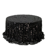 Sequin 132" Round Tablecloth Black - Big Payette Table Cover