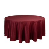 Lamour Satin 108" Round Tablecloth Burgundy - Durable & Silk-Like Table Cover