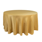 Lamour Satin 120" Round Tablecloth Champagne - Seamless Table Cover with Soft Tempered Sheen