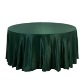 Lamour Satin 120" Round Tablecloth Hunter Emerald Green - Seamless Table Cover with Soft Tempered Sheen