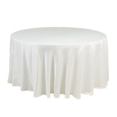 Lamour Satin 120" Round Tablecloth Ivory - Seamless Table Cover with Soft Tempered Sheen