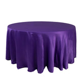 Lamour Satin 120" Round Tablecloth Purple - Seamless Table Cover with Soft Tempered Sheen