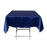 Lamour Satin 54"x54" Square Tablecloth Navy Blue - Durable & Silk-Like Table Cover