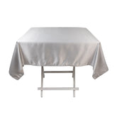 Lamour Satin 54"x54" Square Tablecloth Silver - Durable & Silk-Like Table Cover