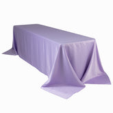 Lamour Satin 90"x156" Rectangle Tablecloth Lavender Lilac - Luxurious, Soft Seamless Table Cover
