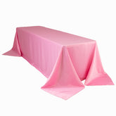 Lamour Satin 90"x156" Rectangle Tablecloth Pink - Luxurious, Soft Seamless Table Cover