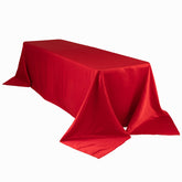 Lamour Satin 90"x156" Rectangle Tablecloth Red - Luxurious, Soft Seamless Table Cover