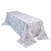 Polyester 90"x156" Rectangle Tablecloth White - Seamless Lavender Lilac French Toile Pattern for Grand Occasions
