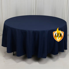 Fire Retardant Premium Polyester 108" Round Tablecloth Navy Blue - High-Performance Table Cover