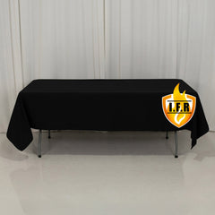 Fire Retardant Premium Polyester 60"x102" Rectangular Tablecloth Black - High-Performance Table Cover