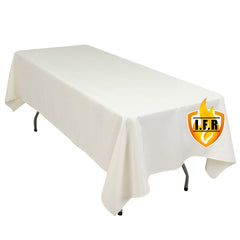 Fire Retardant Premium Polyester 60"x102" Rectangular Tablecloth Ivory - High-Performance Table Cover