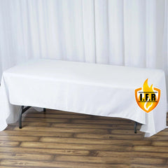 Fire Retardant Premium Polyester 60"x126" Rectangular Tablecloth White - Stylish High-Performance Table Cover for Large Gatherings