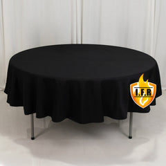 Fire Retardant Premium Polyester 90" Round Tablecloth Black - High-Performance Table Cover