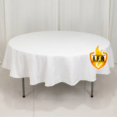Fire Retardant Premium Polyester 90" Round Tablecloth White - Stylish High-Performance Table Cover for Large Gatherings