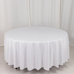 Scuba Round 108" Tablecloth White - Wrinkle Free & Stain Resistant Table Cover for Exquisite Events
