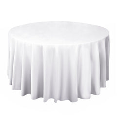 Scuba Round 108" Tablecloth White - Wrinkle Free & Stain Resistant Table Cover for Exquisite Events