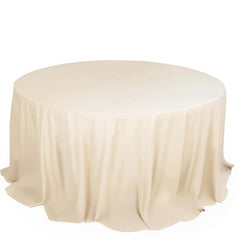 Scuba Round 132" Tablecloth Beige - Wrinkle Free & Stain Resistant Seamless Table Cover