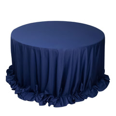 Scuba Round 132" Tablecloth Navy Blue - Wrinkle Free & Stain Resistant Seamless Table Cover