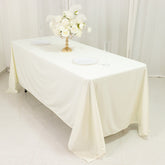Scuba Rectangular 72"x120" Tablecloth Ivory - Wrinkle Free & Stain Resistant Table Cover