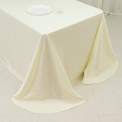 Scuba Rectangular 90"x132" Tablecloth Ivory with Rounded Corners – Seamless, Wrinkle Free & Stain Resistant Table Cover