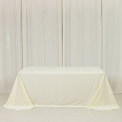 Scuba Rectangular 90"x132" Tablecloth Ivory with Rounded Corners – Seamless, Wrinkle Free & Stain Resistant Table Cover