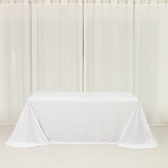 Scuba Rectangular 90"x132" Tablecloth White with Rounded Corners – Seamless, Wrinkle Free & Stain Resistant Table Cover