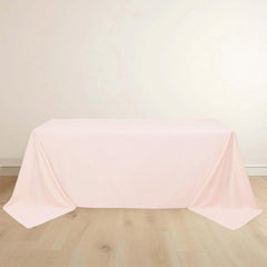 Scuba Rectangular 90"x132" Tablecloth Blush - Wrinkle Free, Stain Resistant & Seamless Table Cover