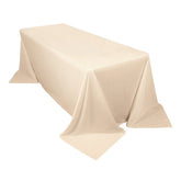 Scuba Rectangular 90"x132" Tablecloth Beige - Wrinkle Free, Stain Resistant & Seamless Table Cover
