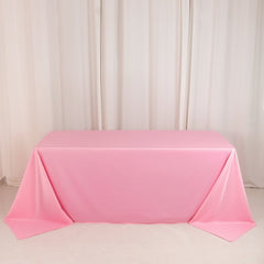 Scuba Rectangular 90"x132" Tablecloth Pink - Wrinkle Free, Stain Resistant & Seamless Table Cover