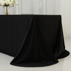 Scuba Rectangular 90"x156" Tablecloth Black with Rounded Corners – Seamless, Wrinkle Free & Stain Resistant Table Cover