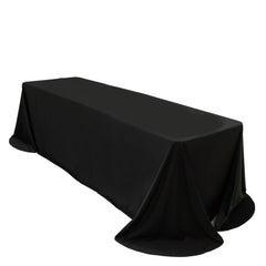Scuba Rectangular 90"x156" Tablecloth Black with Rounded Corners – Seamless, Wrinkle Free & Stain Resistant Table Cover